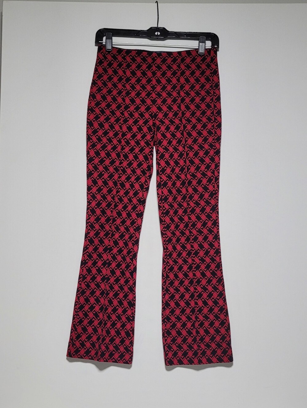 Anthropologie Maeve Margot Red/Black Geometric Pattern Kick-flare Crop Pants
